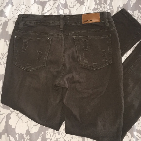 Forest green ripped skinny jeans! - Picture 6 of 6